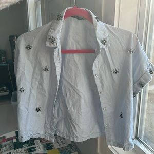 Zara cotton top with beads size medium